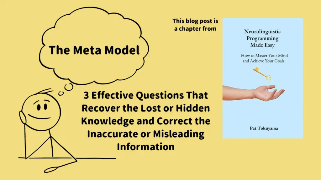 The Meta Model: 3 Effective Questions That Recover the Lost or Hidden Knowledge and Correct the Inaccurate or Misleading Information