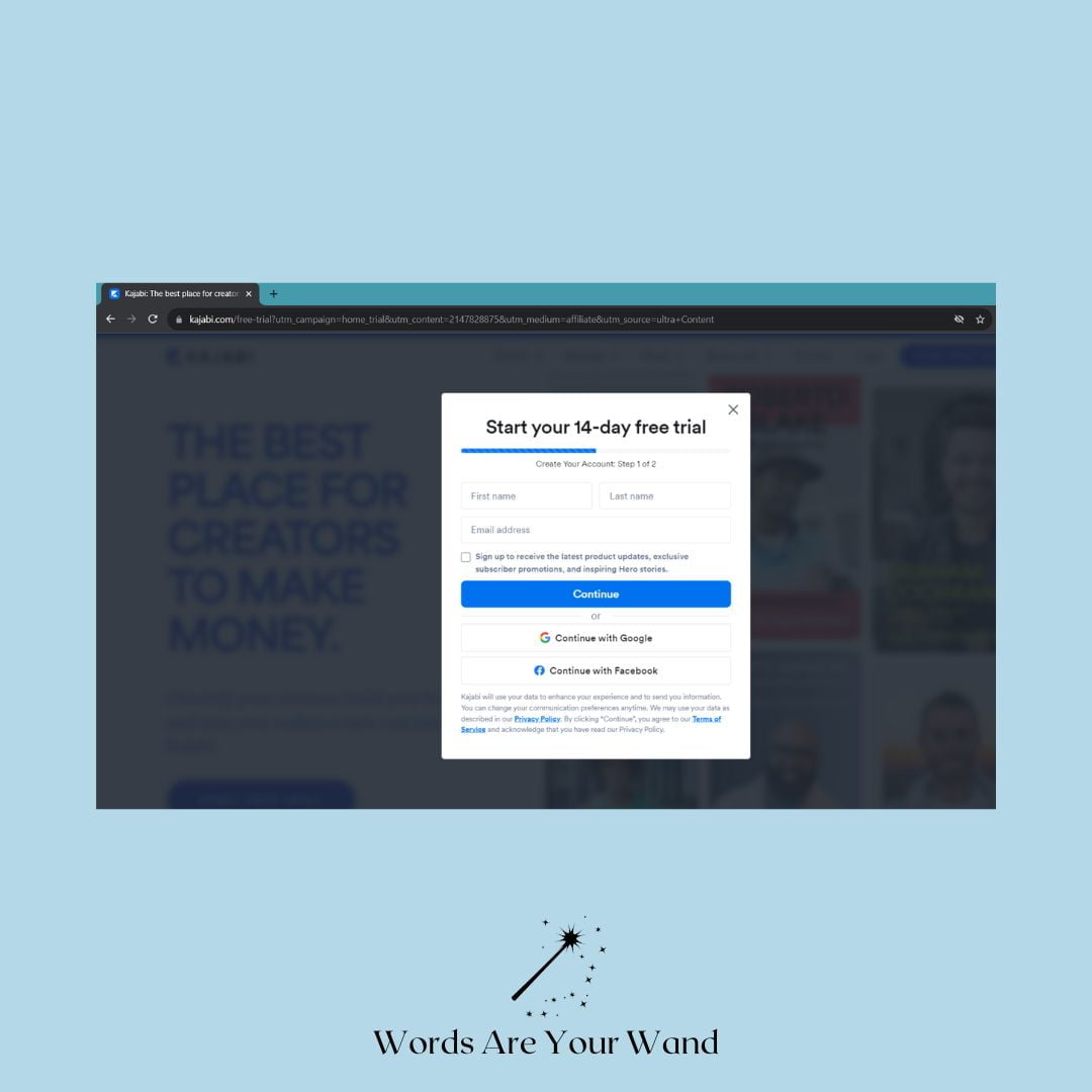 How Long is the Kajabi Free Trial 2 kajabi free trial pop up screen