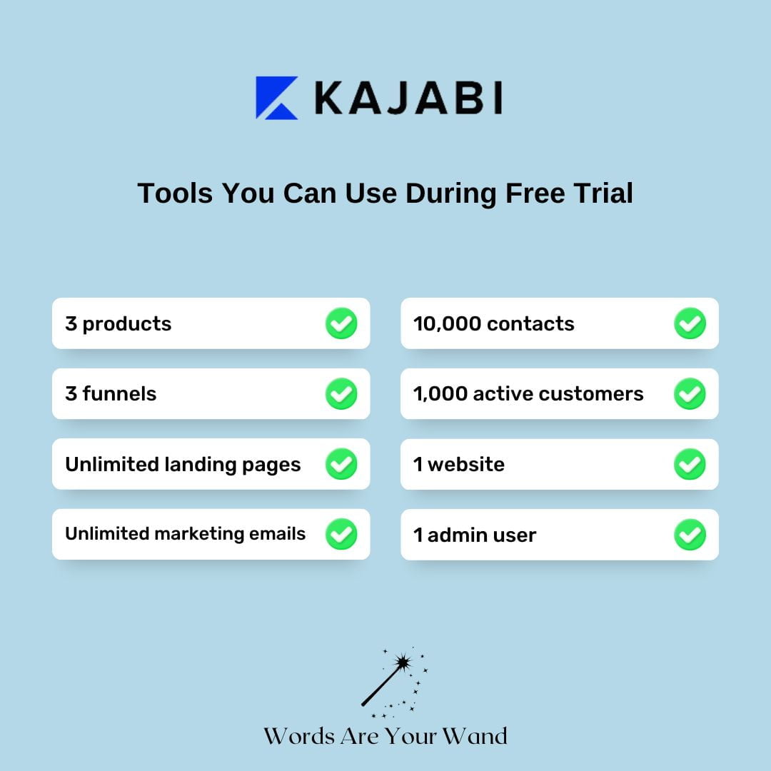 How Long is the Kajabi Free Trial 3 a list of tools that you can access during Kajabi free trial